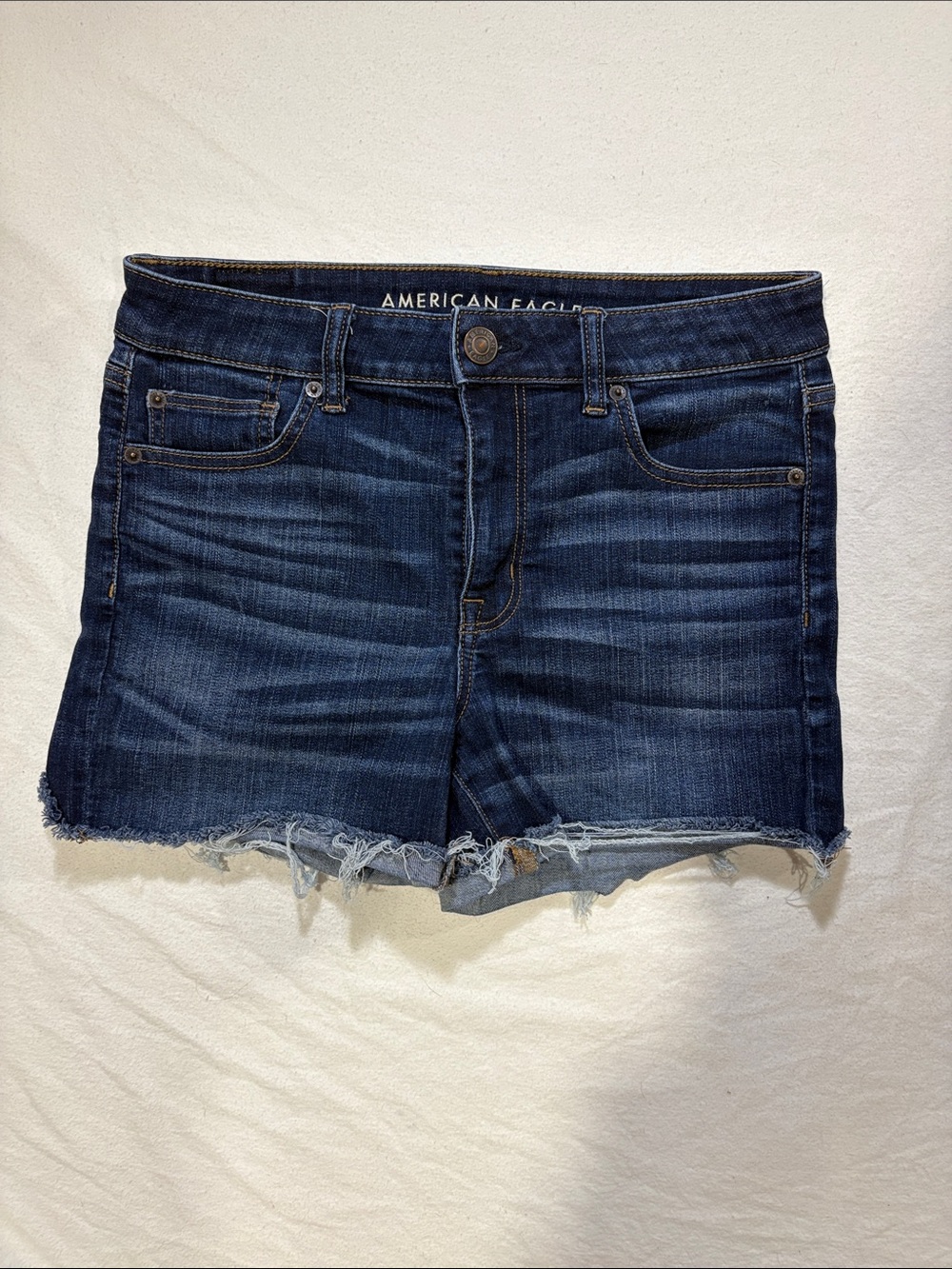 American Eagle Dark Wash High Rise Distressed Cutoff Denim Shorts - Size 10